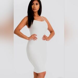 NWT Whiskey Kiss Boutique Cream Colored Ribbed Cami Dress, Size Large